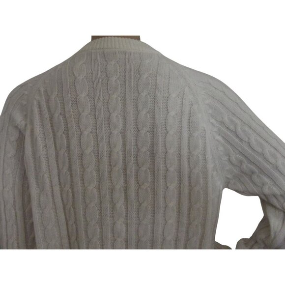 Light Ivory Cardigan Sweater Womens Medium Button vintage off white cable knit - Picture 7 of 8